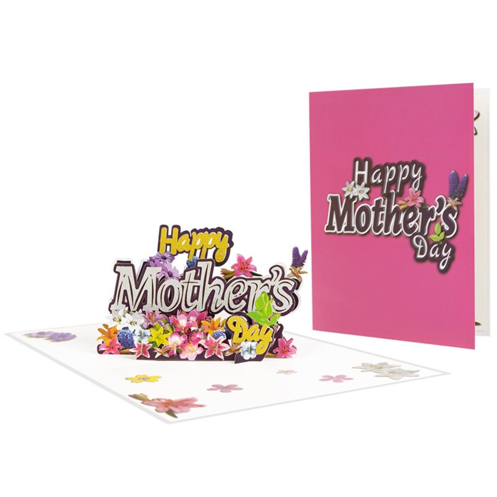 

Beautiful Mother s Day Cards Writable Card 3D Pop-Up Design Holiday Greeting Card Flowers Design Thank-You Blessing