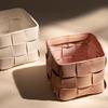 Office Decorative Knitted Storage Desk Organizer Box Woven Leather Remote Control Stationery Holder Pencil Office Supplies