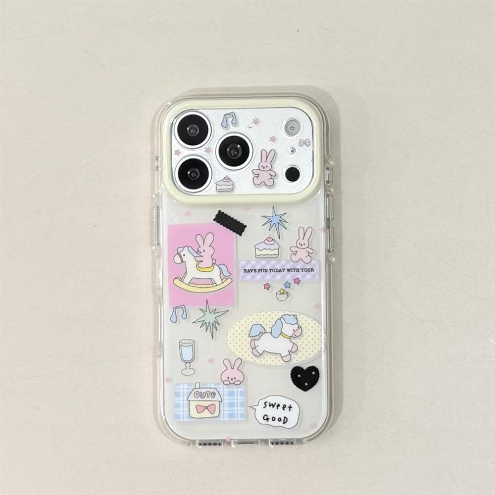 Double Layer Rabbit Pony iPhone 15/Pro Max Anti-drop Case iPhone 15 Pro