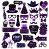 36pcs Happy Birthday Party Photo Booth Props Shimmer Powder Funny Glasses Lips Hat DIY Photo Shoot Prop Photobooth Accessories
