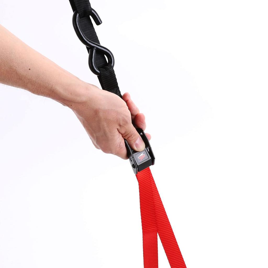 DRC T2 Cam Buckle with Straps and Hooks for Vehicle D6422 Part by Dirt Freak Tie-Downs (2-Pack) Anti-Scratch Anti-Slip Mounting, Red, (Formerly