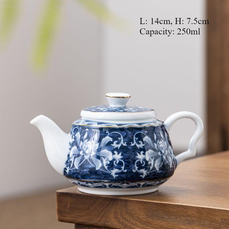 Jingdezhen-modro-bílá porcelánová konvice, čínská čajová souprava Kungfu, domácí keramická konvice na Puer, servisní konvice, roztomilé čajové nádobí