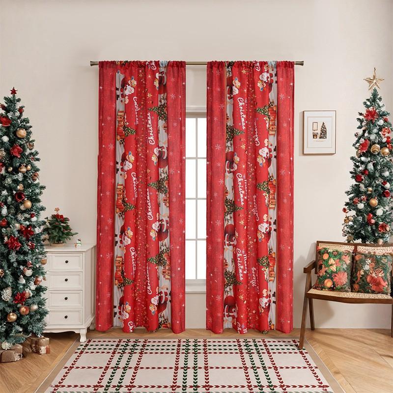 American Style Christmas Curtains Red Print Blackout Window Panels Home Decor 140x100cm 140x160cm 140x220cm