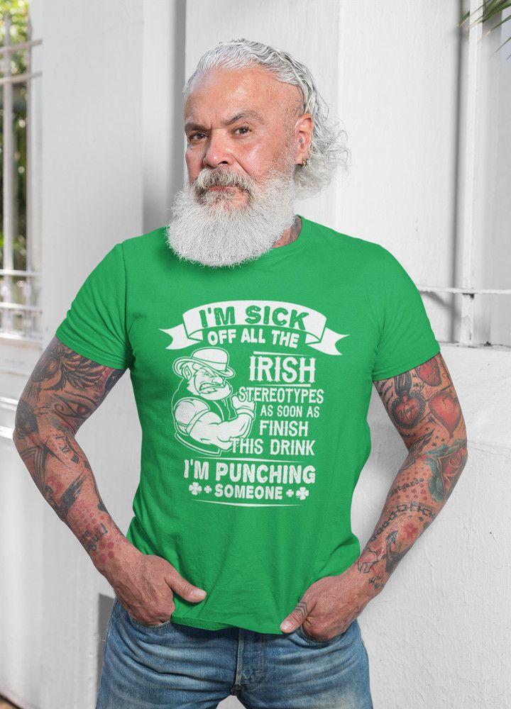 Unisex shirt Cotton Oversize Large Size Men's funny Irish Stereotypes Tee shirt St. Patrick's day Humorous Tee