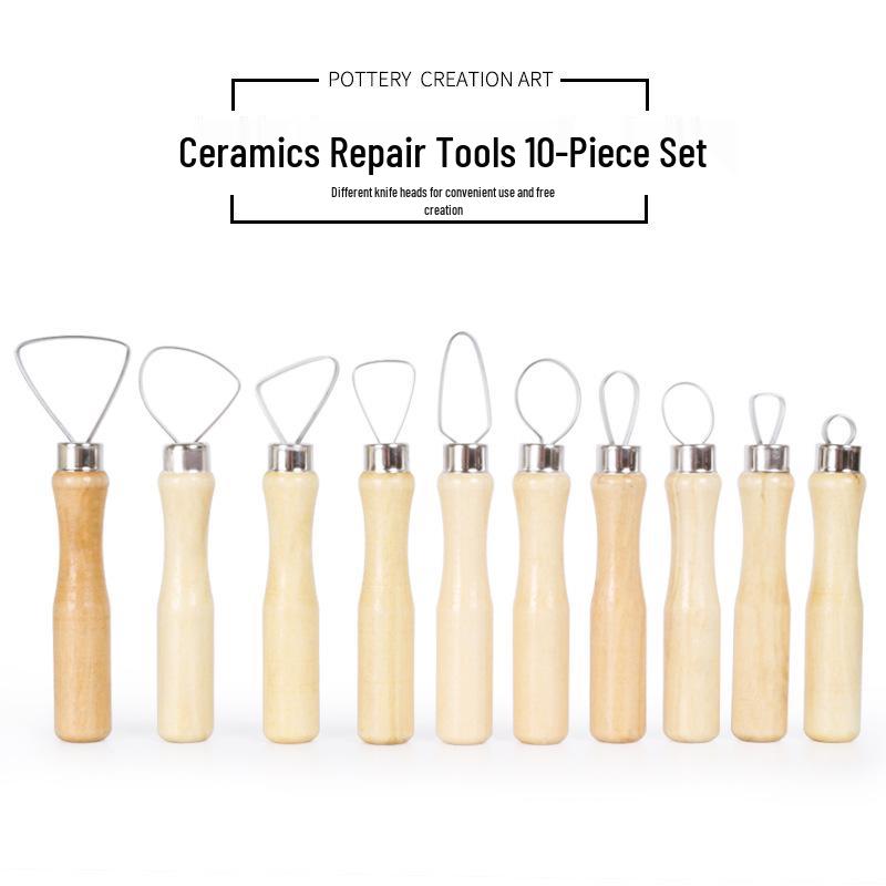 10-Piece Stainless Steel Clay Sculpting & Trimming Tool Set for Pottery