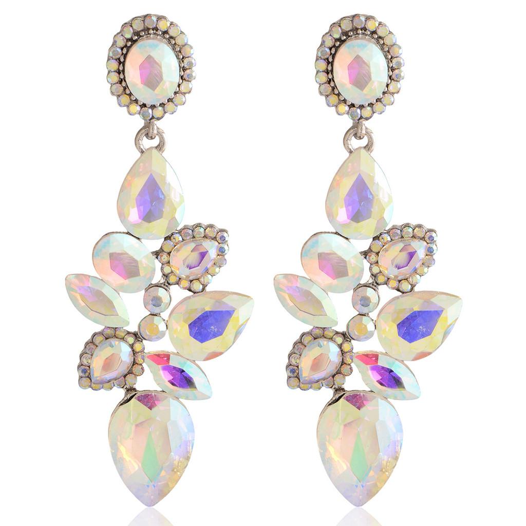 European Fashion Leaf Drop Earrings With Rhinestones For Women Formal Events