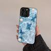 Blue Butterfly Ocean Waves Phone Case For iPhone 17 16 15 14 13 12 11 XS XR X Pro Max Plus Colored Silver Plated Cover