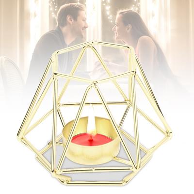 Kleine Teelichthalter Geometrische Kerzenständer für Zuhause Tischkunstdeko(Gold S)