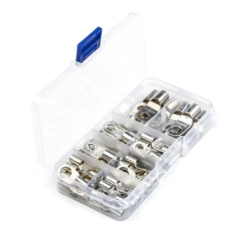 60Pcs Bolt Holes Tinned Car Copper Cable Lug Battery Terminal Group Wire Terminal Kit Connector Group Terminal Sc6-6 Sc16-8