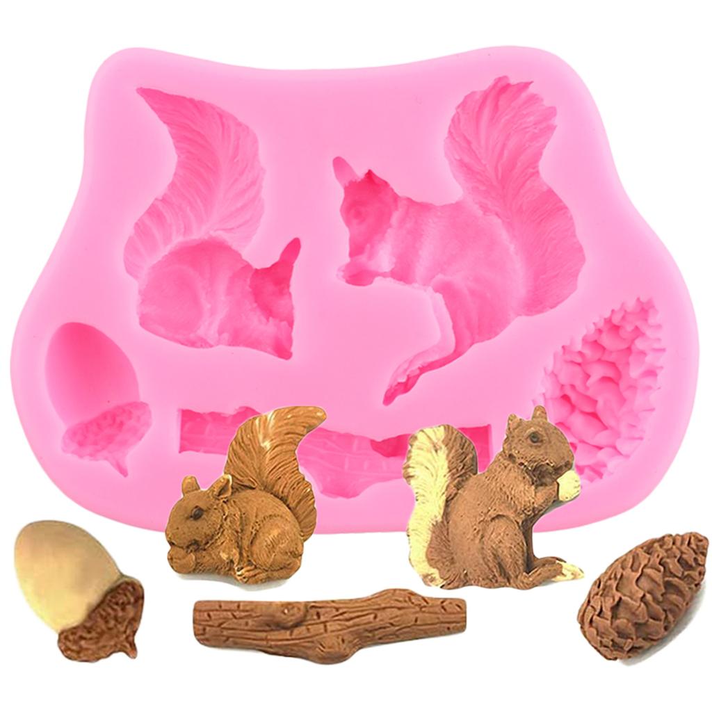 Squirrel Pine Cone Silicone Mould Candy Resin Clay Moulds DIY Fondant Cake Decorating Tools Chocolate Gumpaste Moulds