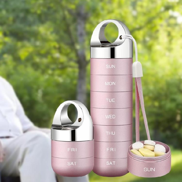 Przyjazny w podróży 7-komorowy metalowy dozownik na tabletki do organizacji leków Praktyczny aluminiowy pojemnik na tabletki outdoorowy