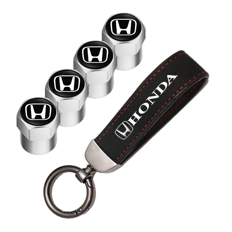 Car Tire Wheel Valve Caps Cover Suede Key Chain For Honda Civic Fit Accord City Vezel CRV S660 Odyssey HRV Insight Pilot Type-R