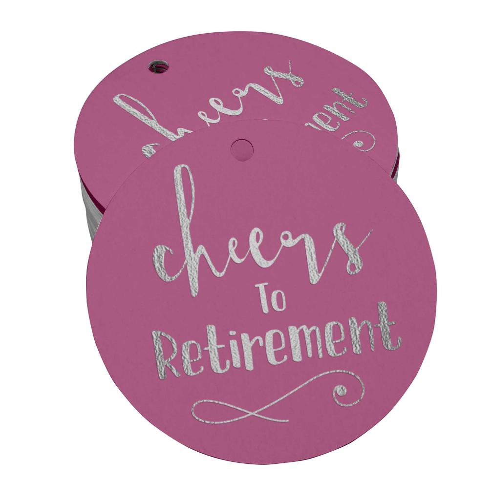 Inkdotpot Pack Of 100 Real Gold Foil Paper Tags Cheers To Retirement Favor Hang
