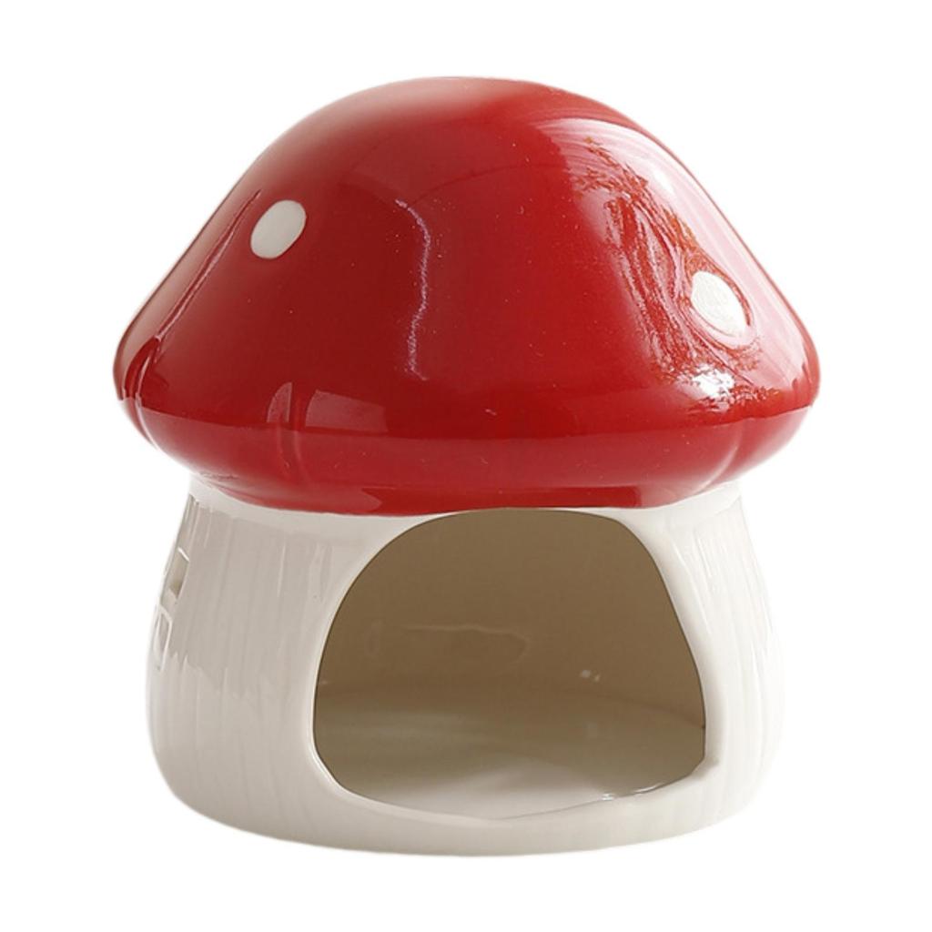 Ceramic Hamster House, Sturdy Guinea Pig Hideout, Mushroom Shaped Cave Habitat for Small Animals Dwarf Hamster Chipmunk
