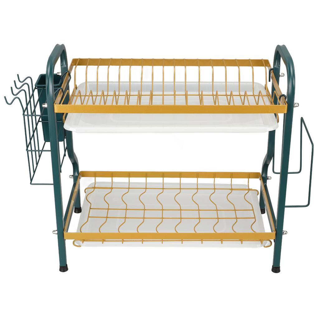 Dish Drying Rack Large Capacity Rust Resistance Modern 2 Tier Dish Racks with Drain Board for