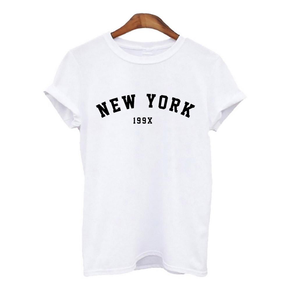 Harajuku Women Tshirt New York Summer Print White Black T Shirt Ladies Clothing 90S Tops Graphic Clothes Female Tee Shirt 2025