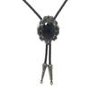 Mens American Bolo Tie Western Antique Crystal Cowboy Pendant Shirt Chain Collar Necktie Leather Rope Jewelry Necklace