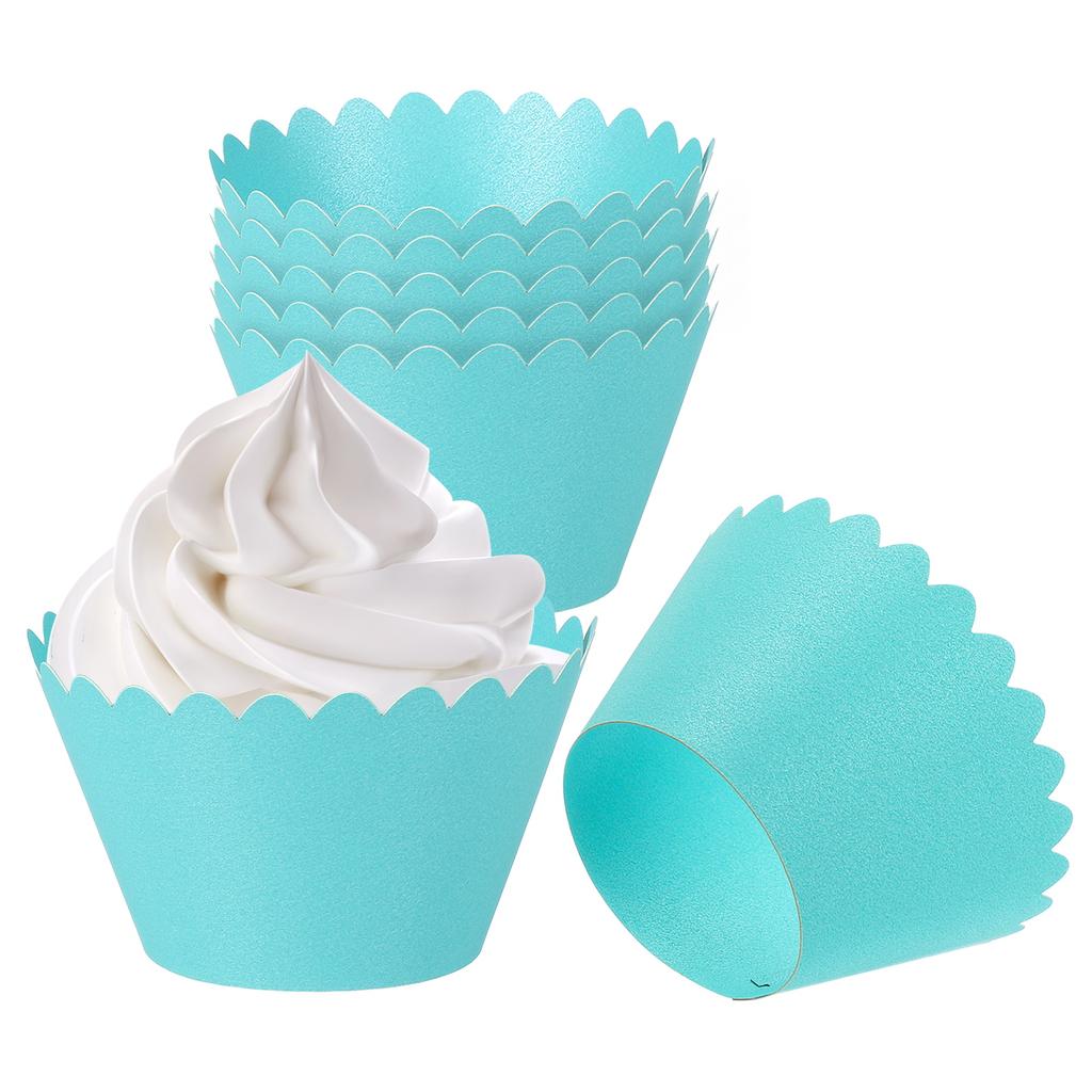 50pcs Baking Cupcake Wrapper Wraps Cake Box Baking Cups Standard Wave Decoration for Anniversary Birthday Weddings Parties