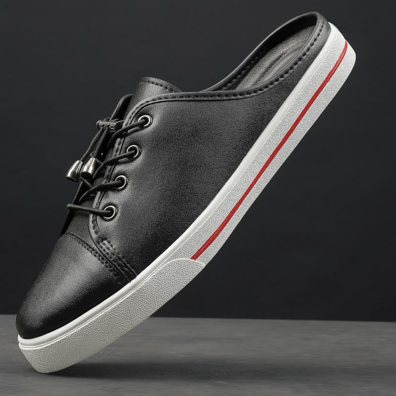 

Новые мужские тапочки Tide повседневные универсальные модные мужские туфли из натуральной кожи дышащие полутапочки для мужчин роскошные полутапочки 46 чёрный