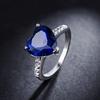 Buyee 925 Sterling Silver Female Ring Elegant Blue Crystal Heart Ring Finger for Women Fashion Wedding Fine Jewelry Circle