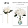 1pcs Fake White Flowers Artificial Silk Hydrangea Flowers Bouquets Faux Hydrangea Stems for Home Table Centerpieces Wedding Party Decoration (White)