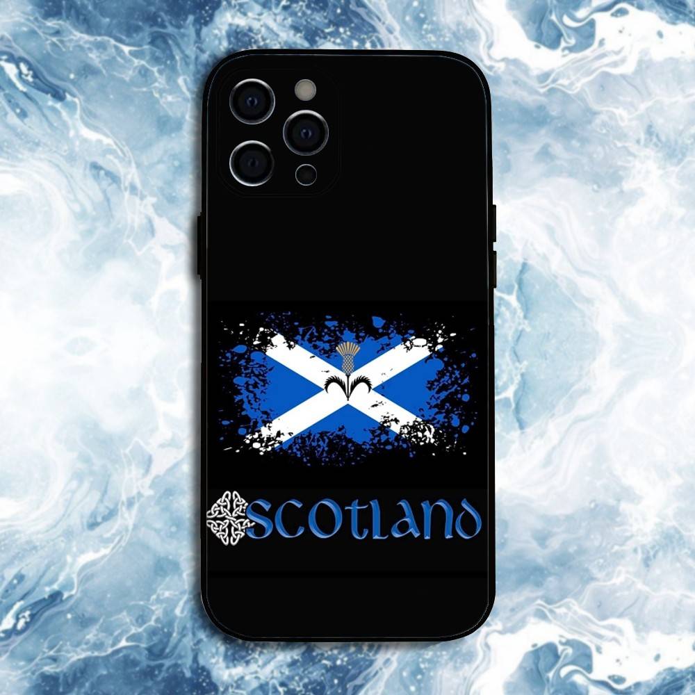 Scotland Scottish Flag Phone Case For iPhone17,16,15,14,13,12,11 Plus,Pro Max, Soft Silicone Black Cover