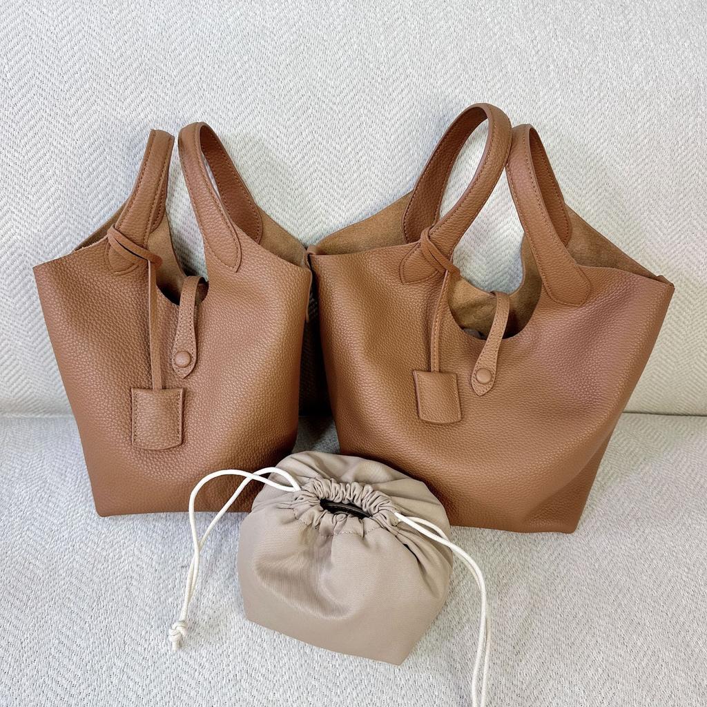 2025 Nou Strat superior TC Piele de vacă Geantă găleată cu apă Geantă cu coș de legume Capacitate mare Geantă de mână casual cu un singur umăr Geantă de mână pentru femei Trend