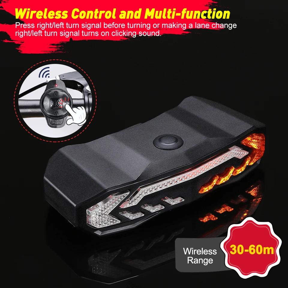 Extractme Bicycle Rear Light Alarm Waterproof Rechargeable Scooter Bike Turn Signal Warning Lamp Auto Brake Light