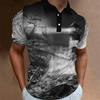 Trendy! Nautical sailing ship print short-sleeve polo shirt