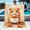 Cute Hamster Holding Nut Autumn Leaves Fleece Blanket Soft Flannel Throw Animal Art Print Gift for Kids Home Decor Cozy Warm