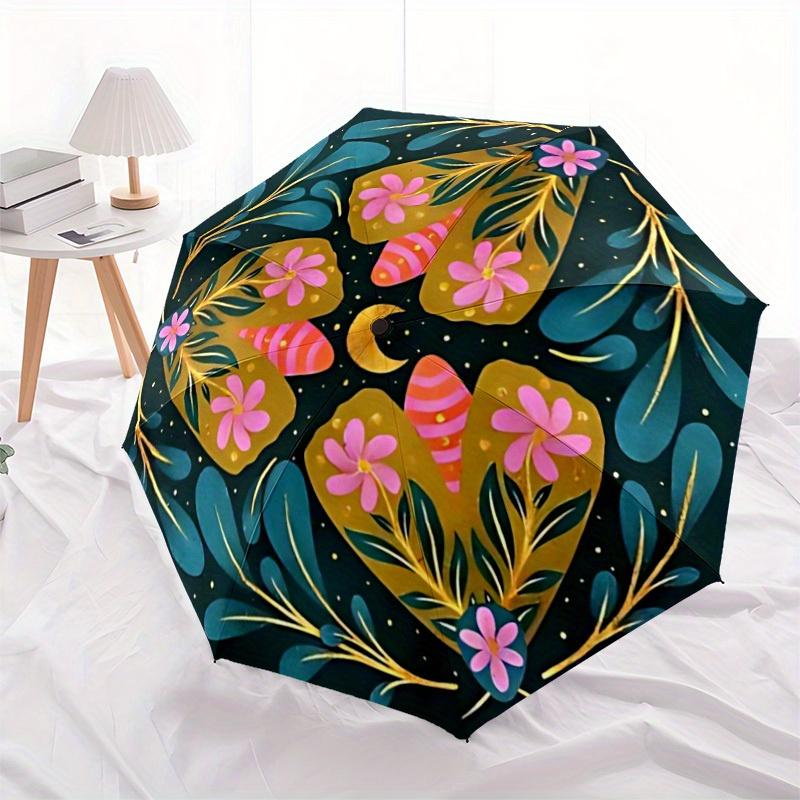1 Stück Floral Mandala Print Automatisches Öffnen/Schließen Faltbarer Regenschirm, Kompakter Tragbarer Reise-Regenschirm, Langlebige Konstruktion yy250809060