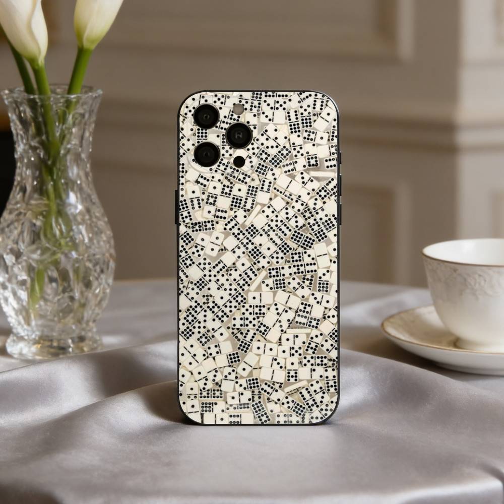 

D-Domino A-Art Phone Case For iPhone 17pro, 16,15,14,13,12,11 X XR Plus,Others Soft Black Cover iPhone15plus