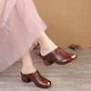 Fashion Original Design Women Sandals 2025,Fashion Summer Mid Heels,Peep Toe Slippers Shoes,Microfiber Leather,BLACK,BROWN,Dropshipping