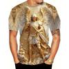 Mens 3d Angel Warrior Graphic T Shirt Golden Sword Design 3D Printed Tshirt For Men Clothes Wing Ornate Border Unisex Tee Tops