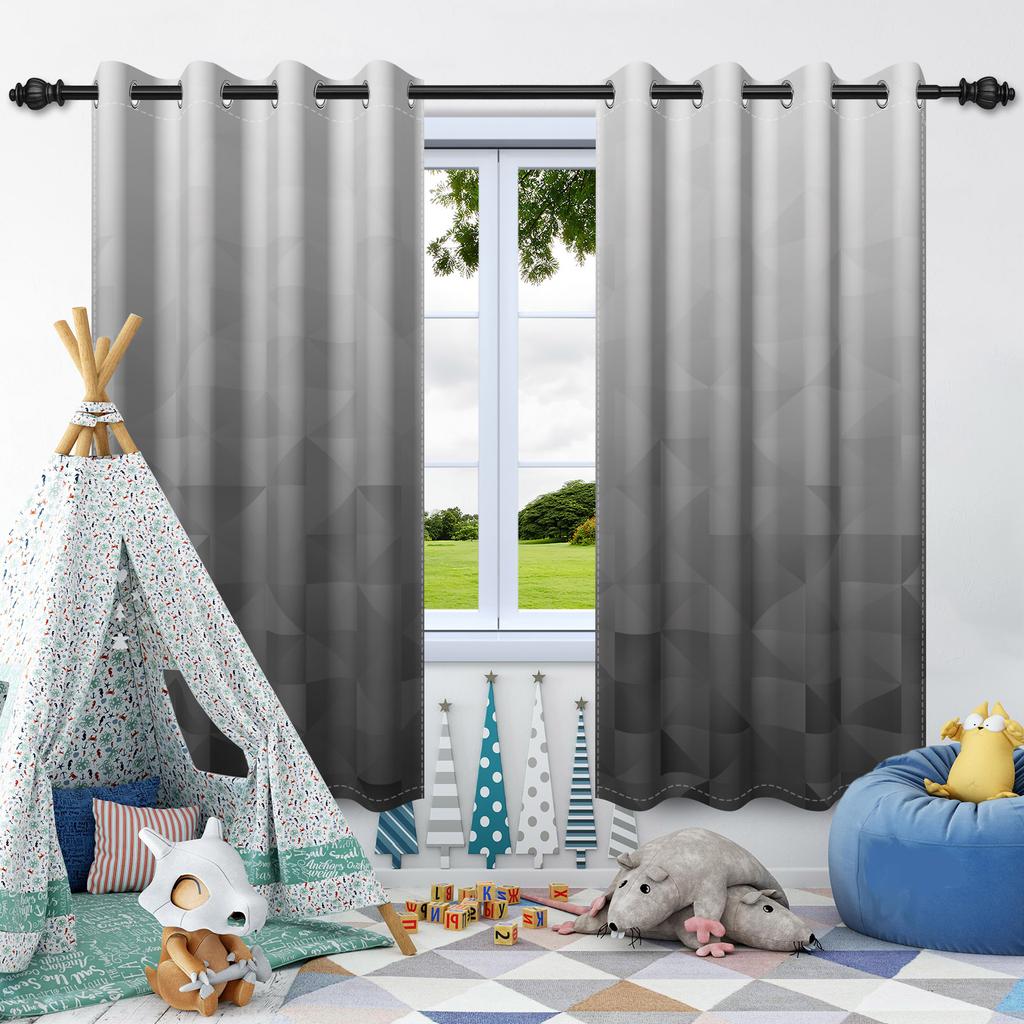 Simple Geometric Texture Solid Color Window Curtains Bedroom Living Room Indoor Outdoor Opaque Blackout Curtain Privacy Screen
