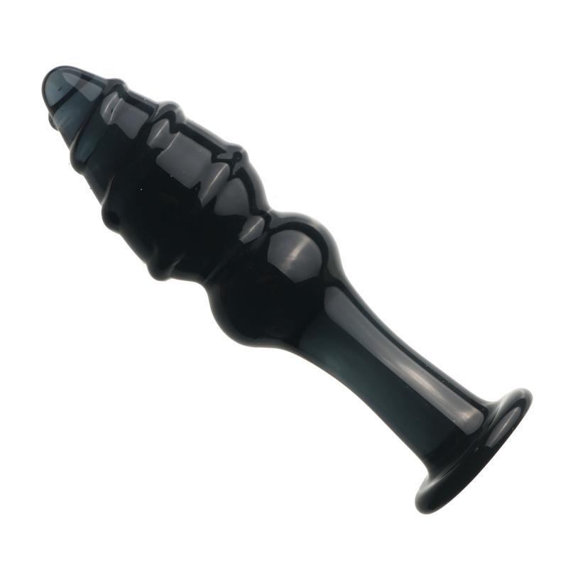 VaHppy Glass Pull Beads Anal Toys Fine Thread 3.5cm140g Black/Pink/Transparent with Base Sex Toys Anal Plug Masturbators SM BDSM