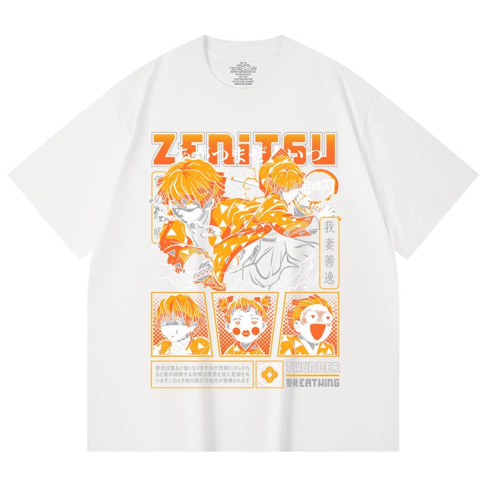 230 Gsm 100% Cotton Demon Slayer V68 Zenitsu Print Unisex Heavy Cotton T Shirt