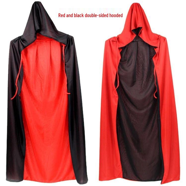 Red & Black Double Layer Vampire/Pirate Cape - Halloween Cosplay Cloak