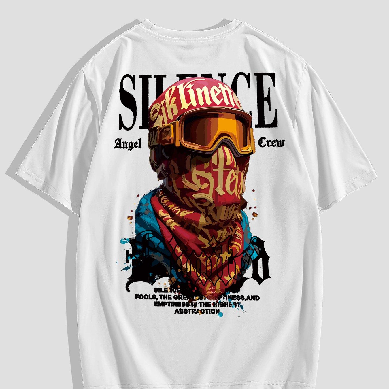 

Men S Summer Short-Sleeve T-Shirt with a Masked Head Print, Casual And Stylish, Perfect for Everyday Wear XXL білий