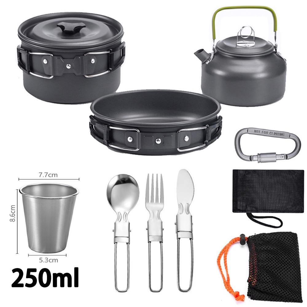 

Набор походной посуды, складная утварь для приготовления пищи на открытом воздухе, твердый алюминий, экономит место, жаростойкость, для пикника на 2-3 человека