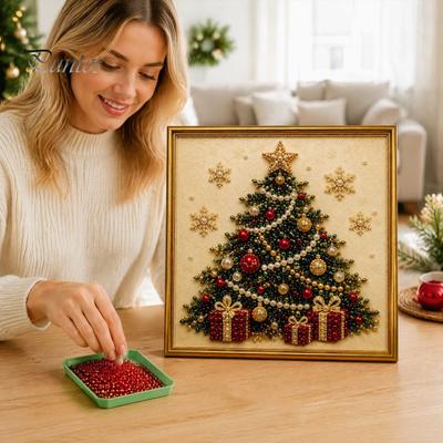 Kendin Yap Noel Masaüstü Süslemeleri Xmas Sahte İnci Boyama Seti, 3D Sanat Seti Yetişkinler İçin Tatil El Sanatları Projesi, Şenlikli Ev Duvar Dekorasyonu Hediye Severler