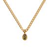 Dainty Stainless Steel Oval Multi-color Natural Stone Pendant Necklace for Women 18k Gold Plated Cuban Chain Necklaces Zircon
