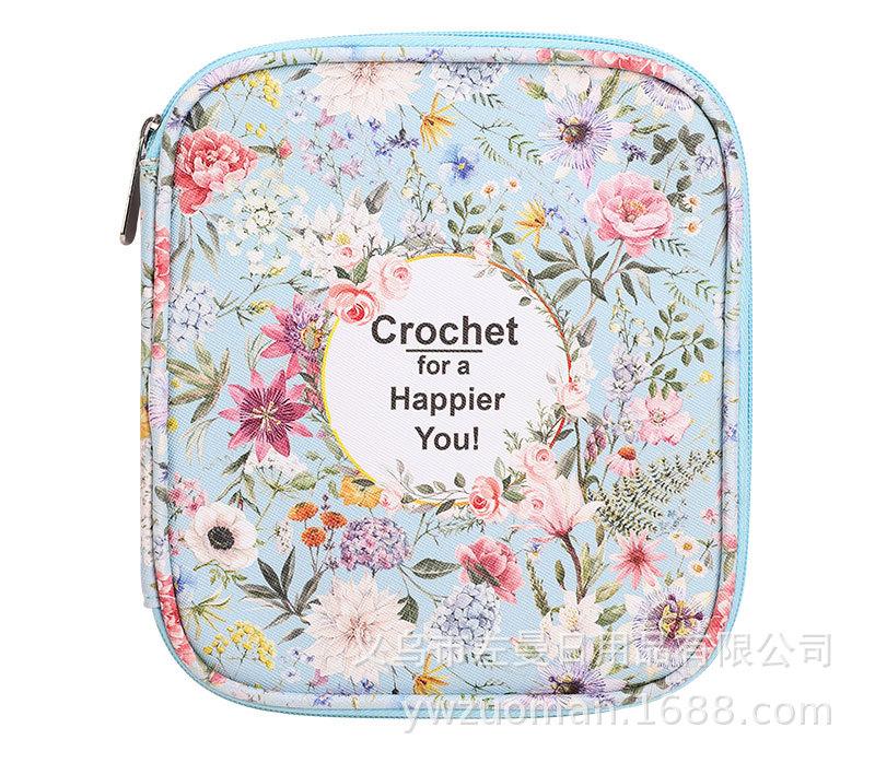 Kwiatowy Zestaw do Robienia na Drutach Ręcznych Szydełko Zapinana Wodoodporna Torba do Przechowywania DIY Drukowana Torba do Przechowywania Zestaw Igieł do Swetra Torba do Przechowywania