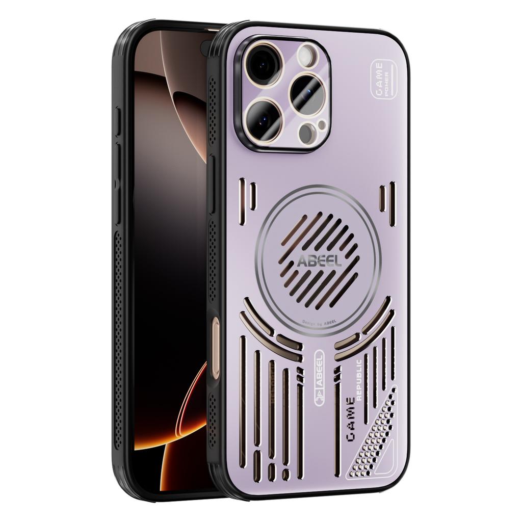 For iPhone 16 Pro Max Magnetic Case Aluminium Alloy+PC+TPU Hollow Heat Dissipation Phone Cover