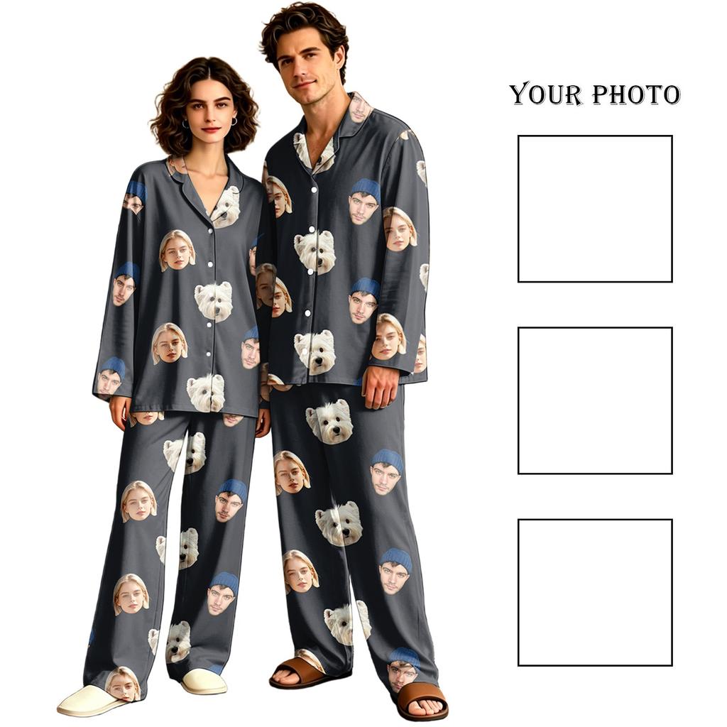Unisex Casual Long Sleeve Long Pants Pajama Set for Home Lounging