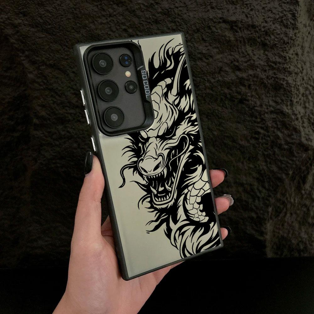 Fashion Black Dragon Pattern Case For Samsung S26 S25 S24 Ultra Cases For Galaxy S23 S22 S21 FE S20 Ultra S26 Plus Phone Cover