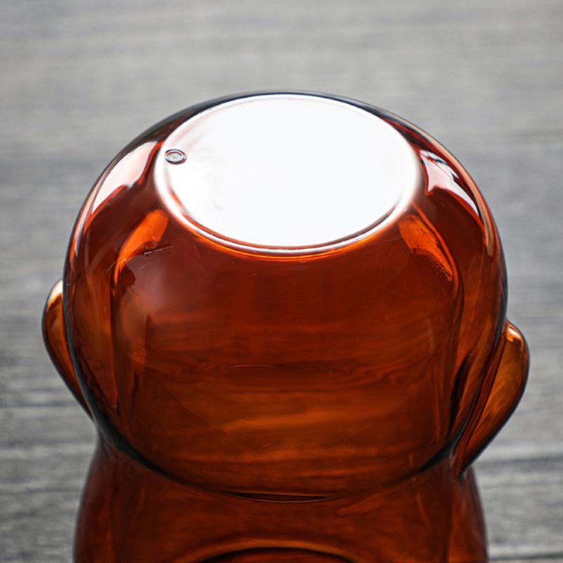 300ml Kreativer Bär Doppelbecher Personalisierte Kaffeetasse mit Deckel Transparente Glas Kaffeetasse Niedliche Cartoon Bernstein Bär Tassen