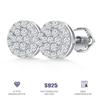 Moissanita Plata de Ley 925 Genuina Iced Cluster Redondo Hip Hop Out Grandes Pendientes de Tuerca para Hombre
