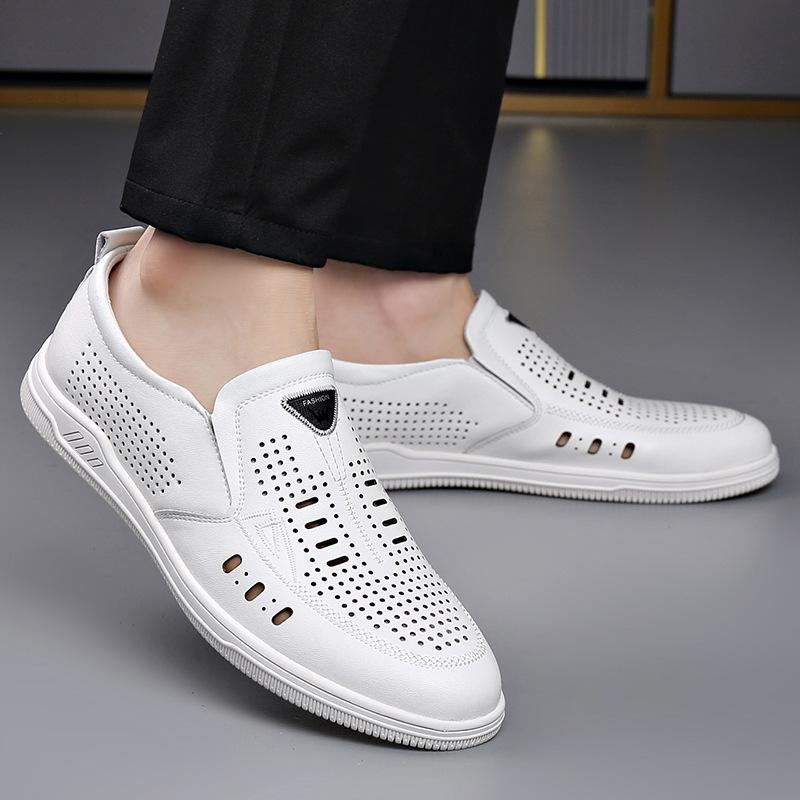 Fashion High Quality White Cow Leather Shoes for Men Fashion Casual Summer New Designer Shoes Male Summer Autumn Light Loafers Man