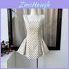 Französisches gepunktetes Sommerkleid für Mädchen, lässig, A-Linie, ärmellos, hohe Taille, mit 3D-Verzierungen